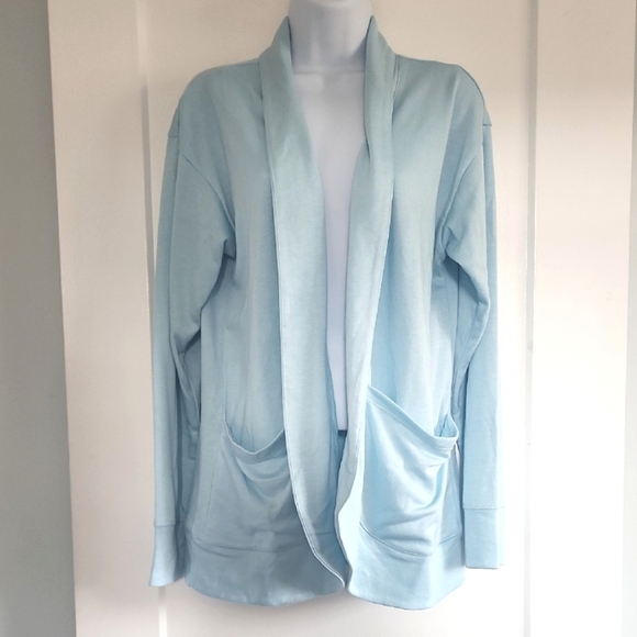 Nwt J. Crew Knit Wrap Cardigan Sweater Size Medium Baby Blue - Picture 2 of 7